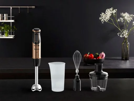 Блендер Tefal заглибний Quickchef 1000Вт, 3в1, чаша-800мл, чопер-500мл, турборежим, чорно-бронзовий