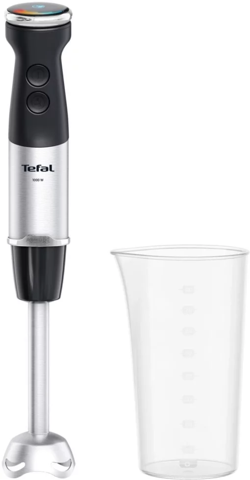 Блендер Tefal заглибний Quickchef+, 1000Вт, 4в1, чаша-800мл, чопер-500мл, кухонний комбайн 5в1, турборежим, сіро-чорний