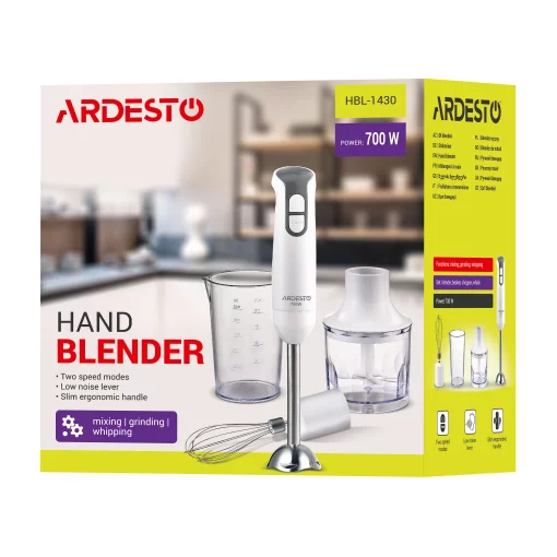 Блендер заглибний Ardesto 700Вт, 3в1, чаша-600мл, білий