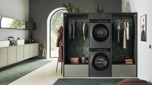 Сушильна машина Haier тепловий насос, 9кг, A+++, 59,5см, дисплей, пара, cріблястий