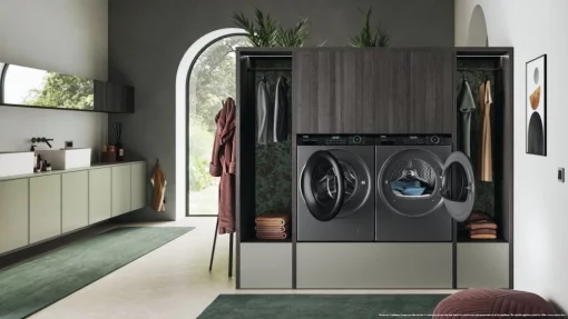 Сушильна машина Haier тепловий насос, 9кг, A+++, 59,5см, дисплей, пара, cріблястий