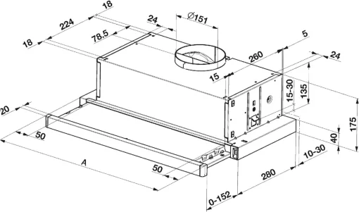 Витяжка Beko телескопічна, 60см, 483м.куб/год, нержавіюча сталь