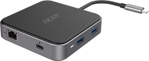 Хаб Acer USB-С > HDMI/DP/2xUSB-A3.2/USB-C/RJ45/mini-jack, 0.15м, чорний