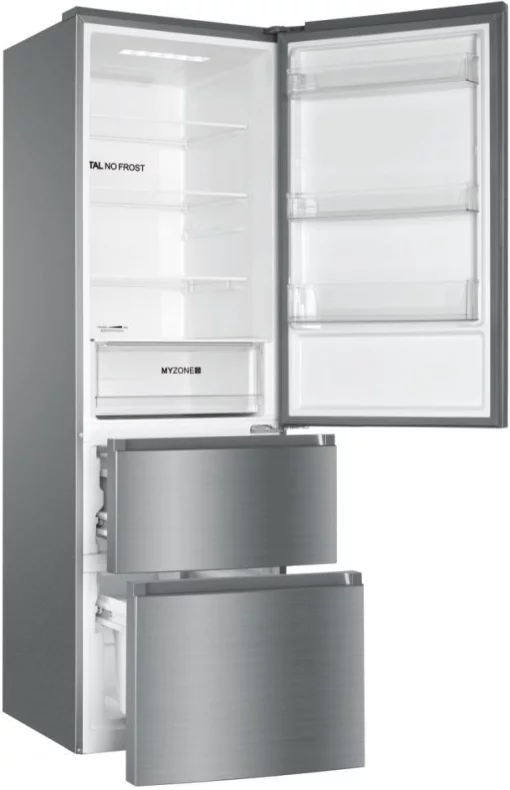 Холодильник Haier багатодверний, 190.5x59.5х65.7, холод.відд.-233л, мороз.відд.-114л, 3дв., А++, NF, інв., дисплей, зона нульова, сріблястий