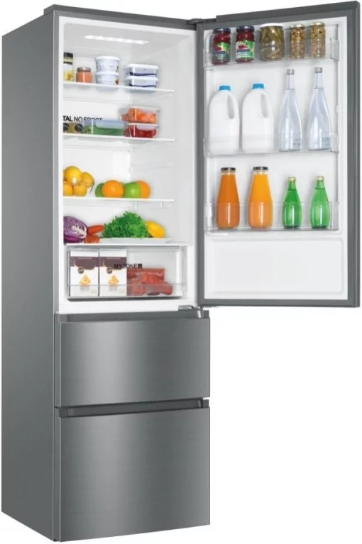 Холодильник Haier багатодверний, 190.5x59.5х65.7, холод.відд.-233л, мороз.відд.-114л, 3дв., А++, NF, інв., дисплей, зона нульова, сріблястий