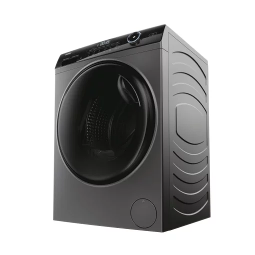 Прально-сушильна машина Haier фронтальна, 8(5)кг, 1400, A, 46см, дисплей, пара, інвертор, люк чорний, прямий привід, cріблястий