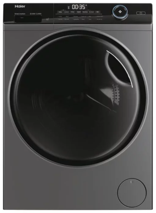 Прально-сушильна машина Haier фронтальна, 8(5)кг, 1400, A, 46см, дисплей, пара, інвертор, люк чорний, прямий привід, cріблястий