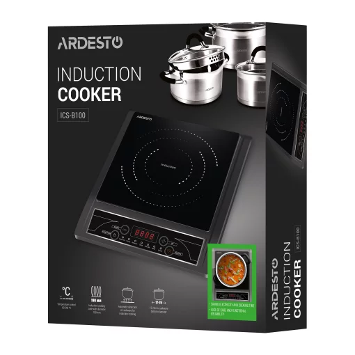 Плитка настільна Ardesto індукційна, конфорок - 1 на 2кВт, керування - сенсорне, таймер, чорний