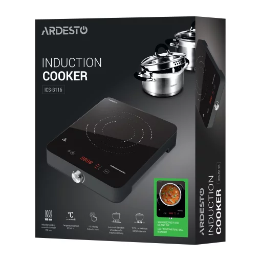 Плитка настільна Ardesto індукційна, конфорок - 1 на 1.8кВт, керування - сенсорне, таймер, чорний