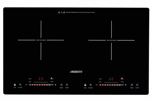 Плитка настільна Ardesto індукційна, конфорок - 2 на 1.3кВт + 1.8кВт горизонт., керування - сенсорне, таймер, boost, чорний