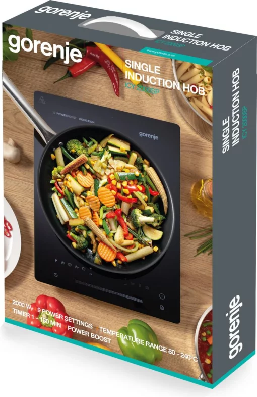 Плитка настільна Gorenje індукційна, конфорок - 1 на 2кВт, керування - сенсорне, чорний