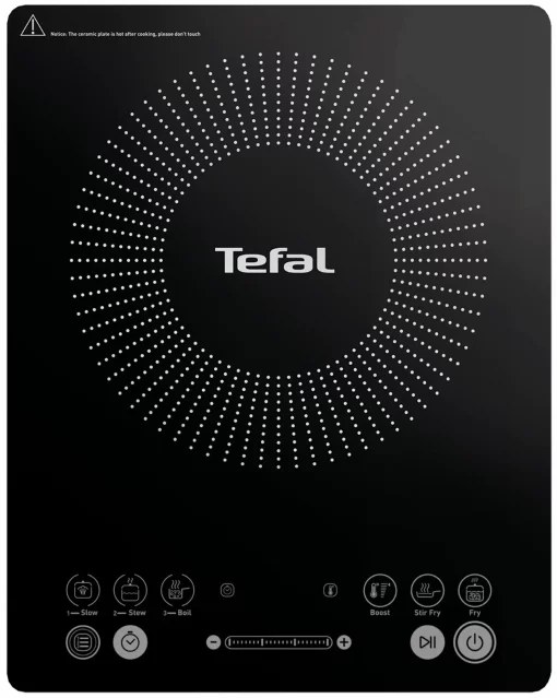 Плитка настільна Tefal індукційна Everyday Slim, конфорок - 1 на 2.1кВт, керування - сенсорне, програм - 6, чорний