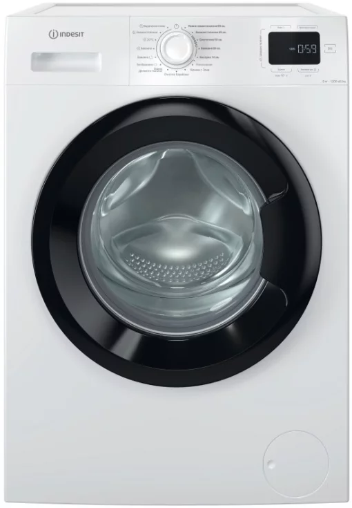 Пральна машина Indesit фронтальна, 8кг, 1200, A+++, 54.6см, дисплей, пара, інвертор, люк чорний, білий