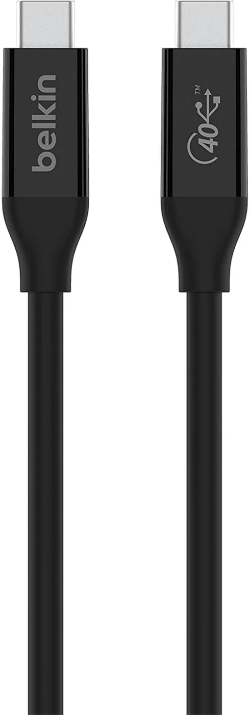 Кабель USB-C > USB-C заряджання/синхронізації Belkin 0.8м, 100Вт, Type-C, USB4, 40Гбс, чорний