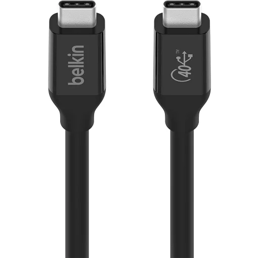 Кабель USB-C > USB-C заряджання/синхронізації Belkin 0.8м, 100Вт, Type-C, USB4, 40Гбс, чорний