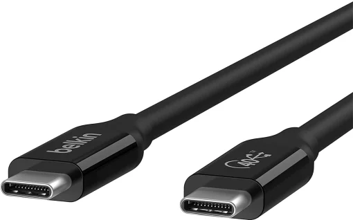 Кабель USB-C > USB-C заряджання/синхронізації Belkin 0.8м, 100Вт, Type-C, USB4, 40Гбс, чорний