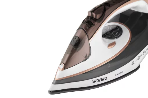 Праска Ardesto IR-B2245-E, 2400Вт, 400мл, паровий удар, електр. керування, керам. підошва, біло-сірий