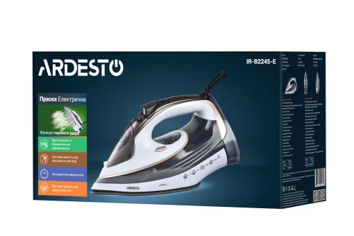 Праска Ardesto IR-B2245-E, 2400Вт, 400мл, паровий удар, електр. керування, керам. підошва, біло-сірий