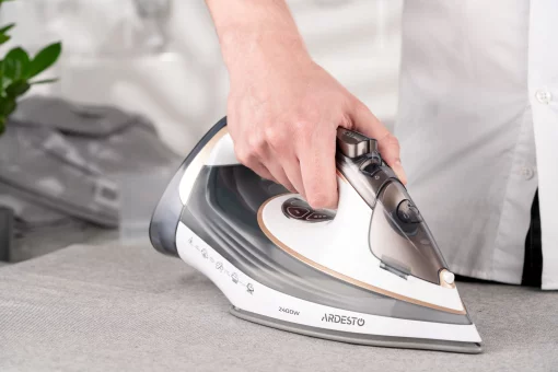 Праска Ardesto IR-B2245-E, 2400Вт, 400мл, паровий удар, електр. керування, керам. підошва, біло-сірий
