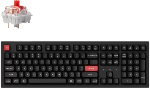 Клавіатура механічна Keychron K10 PRO 100Key, K pro Red, WL/BT/USB-A, QMK, EN/UKR, White Led, чорний