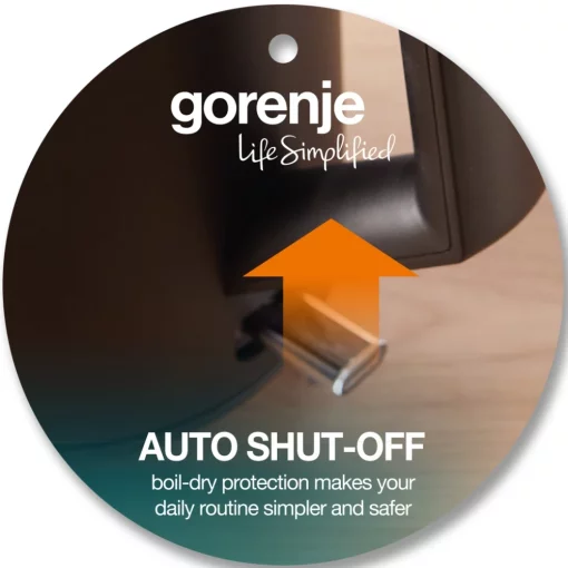 Електрочайник Gorenje 1.7л, Strix контроль, чорний матовий