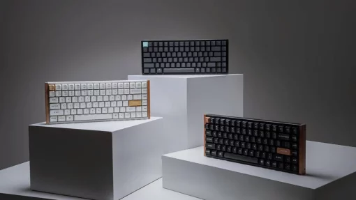 Клавіатура механічна Keychron K2HE  81Key, Gateron Double-Rail Magnetic Nebula, WL/BT/USB-A, QMK,  Hot-swap, RGB, дерево,білий