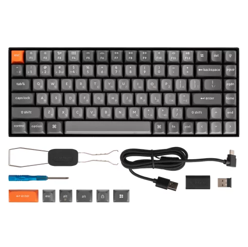 Клавіатура механічна Keychron K2 Max 84Key, K Super Brown, WL/BT/USB-A, QMK, EN/UKR, White Led, чорний