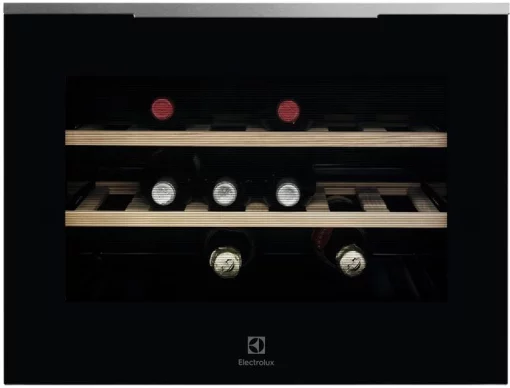 Холодильник Electrolux вбудований для вина, 45x60х56, полок - 2, зон - 1, бут-18, ST, чорний