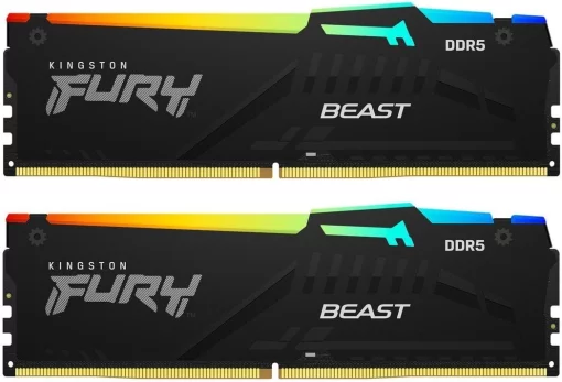 Пам'ять ПК Kingston DDR5 64GB KIT (32GBx2) 5200 FURY Beast RGB