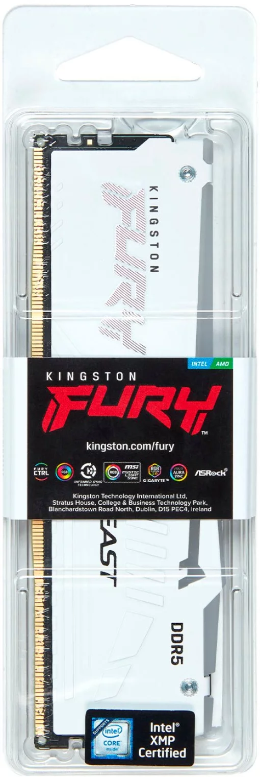 Пам'ять ПК Kingston DDR5 16GB 5600 FURY Beast RGB EXPO Білий