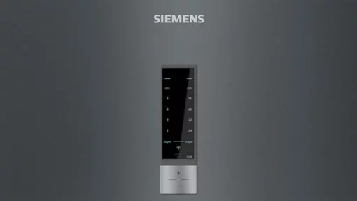 Холодильник Siemens з нижн. мороз., 203x60x67, xолод.відд.-279л, мороз.відд.-87л, 2дв., А++, NF, інв., дисплей, графіт