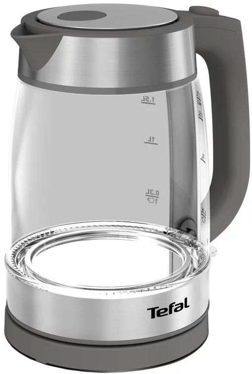 Електрочайник Tefal Glass Kettle 1.7л, скло, сріблясто-сірий