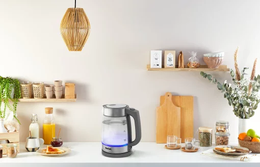 Електрочайник Tefal Glass Kettle 1.7л, скло, сріблясто-сірий