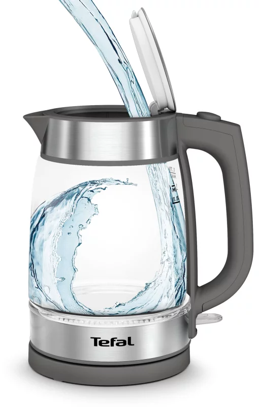 Електрочайник Tefal Glass Kettle 1.7л, скло, сріблясто-сірий