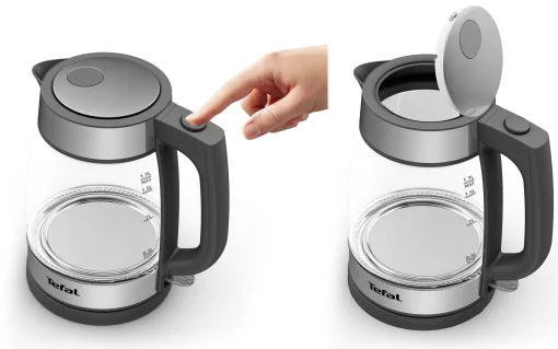 Електрочайник Tefal Glass Kettle 1.7л, скло, сріблясто-сірий