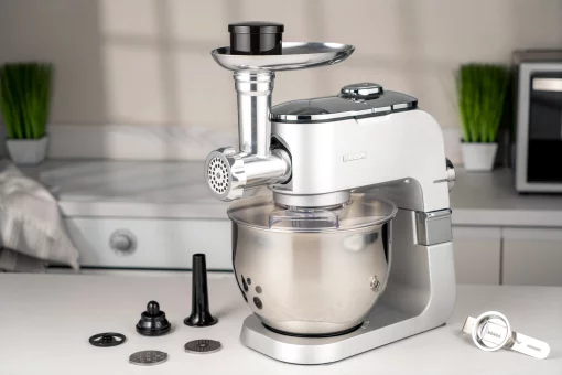 Кухонна машина Ardesto 1500Вт, чаша-метал, корпус-метал, насадок-10, сріблясто-сірий