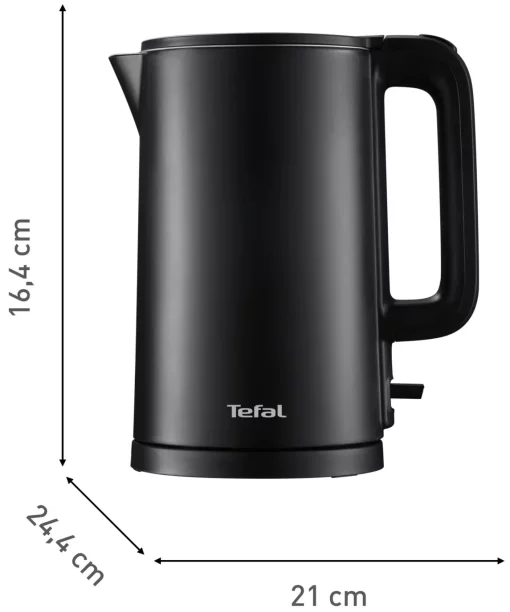 Електрочайник Tefal Thermo Protect, 1.5л, пластик, нержавіюча сталь, чорний