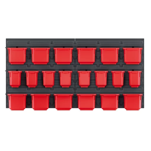 Панель підвісна з набором контейнерів для зберігання Kistenberg KOR4, 2 панелі 38.6х1.8х39см, 10 контейнерів, 20 гачків, пластик