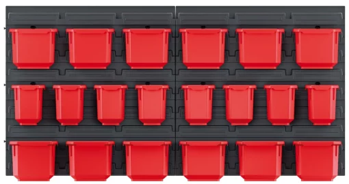 Панель підвісна з набором контейнерів для зберігання Kistenberg KOR4, 2 панелі 38.6х1.8х39см, 10 контейнерів, 20 гачків, пластик