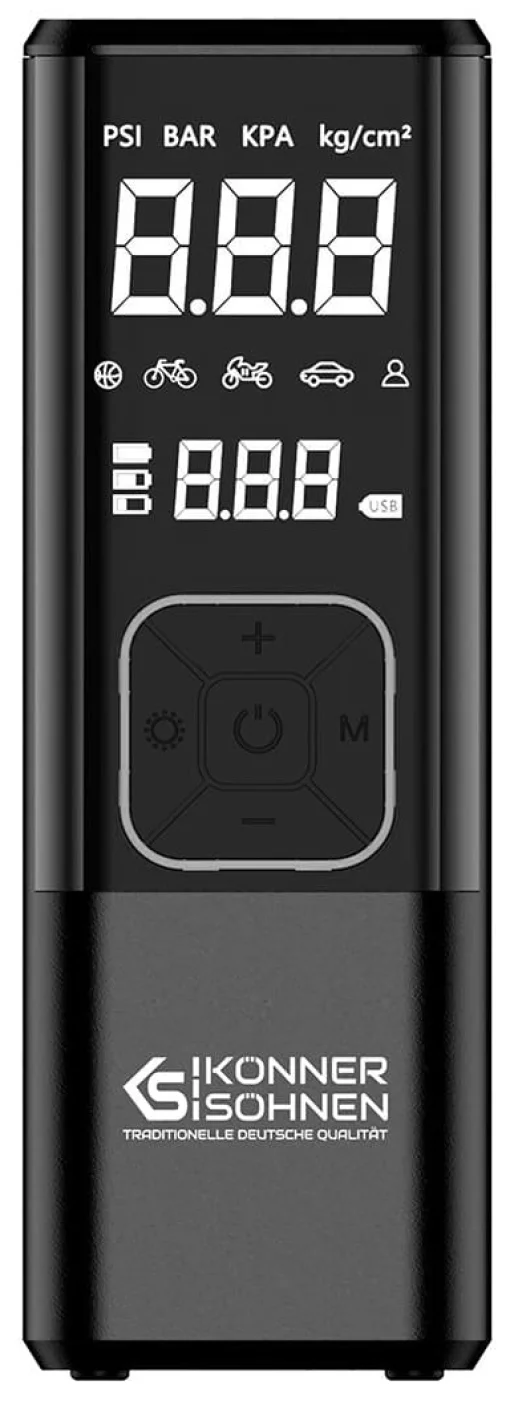 Компресор автомобільний акумуляторний Konner&Sohnen KS P20, 120Вт, 6000мАг, 150psi, 23л/хв, 0.9кг