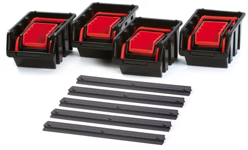 Панель підвісна з набором контейнерів для зберігання Kistenberg KST16, 5 панелей 38.6х0.8х4.3см, 16 контейнерів, пластик