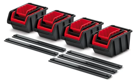 Панель підвісна з набором контейнерів для зберігання Kistenberg KST16, 5 панелей 38.6х0.8х4.3см, 16 контейнерів, пластик