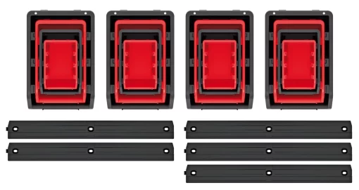 Панель підвісна з набором контейнерів для зберігання Kistenberg KST16, 5 панелей 38.6х0.8х4.3см, 16 контейнерів, пластик