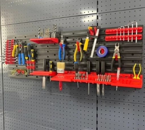 Панель підвісна з набором гачків та полиць Kistenberg KS_kit14, 2 панелі 57.6х1.8х39см, 20 гічків, 3 полиці, пластик