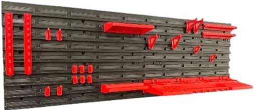 Панель підвісна з набором гачків та полиць Kistenberg KS_kit14, 2 панелі 57.6х1.8х39см, 20 гічків, 3 полиці, пластик