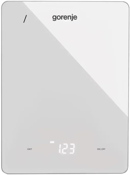 Ваги Gorenje кухонні, 10кг, AAAx3 в комплекті, дисплей, скло, білий