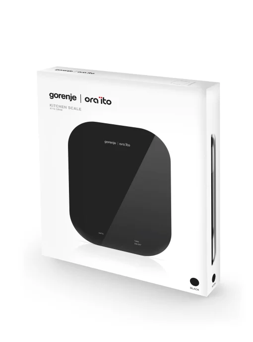 Ваги Gorenje кухонні, 10кг, AAAx3 в комплекті, скло, чорний