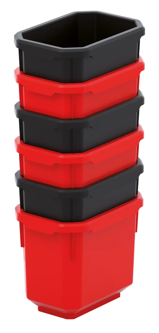 Набір контейнерів для зберігання Kistenberg TITAN, 11х7.5х26.3см, пластик, червоні та чорні 6шт