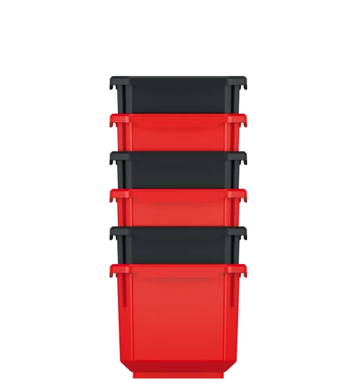 Набір контейнерів для зберігання Kistenberg TITAN, 11х7.5х26.3см, пластик, червоні та чорні 6шт