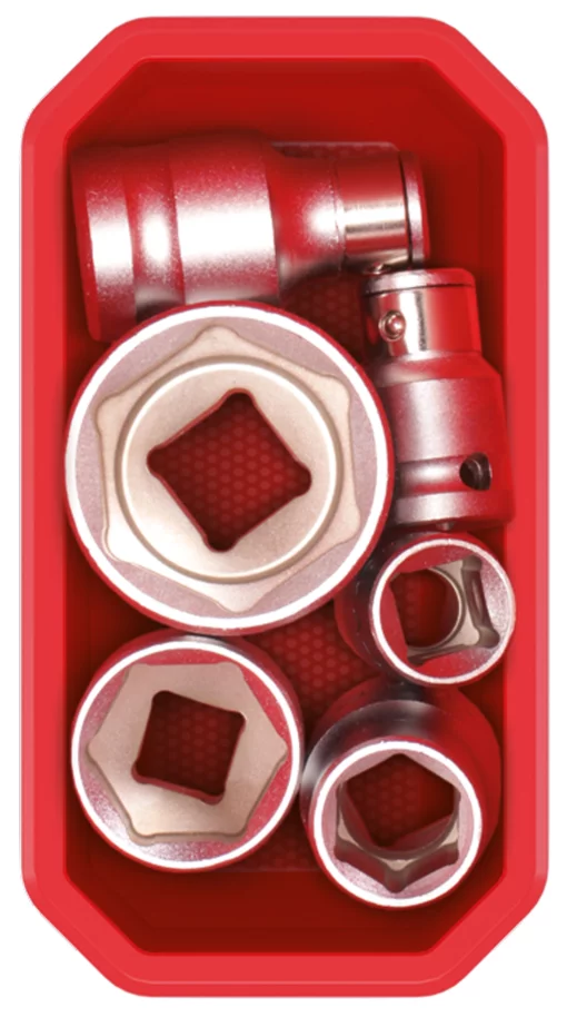 Набір контейнерів для зберігання Kistenberg X Block, 14х7.5х28см, пластик, червоні та чорні 6шт